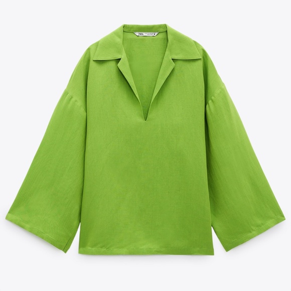 💚 Zara Green Oversized Linen Blend Shirt 💚 - Picture 12 of 14
